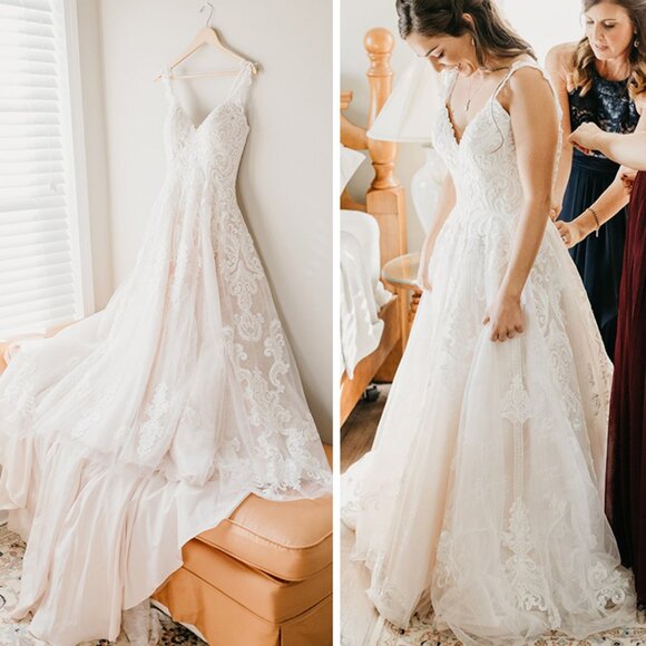 Lace Wedding David's Bridal Wedding Dress Finder Allure Bridal Champagne/ Ivory Ornate Embroidered A-line Wedding Dress Lace Wedding David's Bridal Wedding Dress Finder Allure Bridal Champagne/ Ivory Ornate Embroidered A-line Wedding Dress